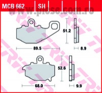 Set placute frana spate TRW MCB662 - CF Moto NK 650 - Kawasaki ZZR 400 - ER-6N 650 - ZX-6R 600-636-900 Ninja - KLE 650 Versys - Z 1000